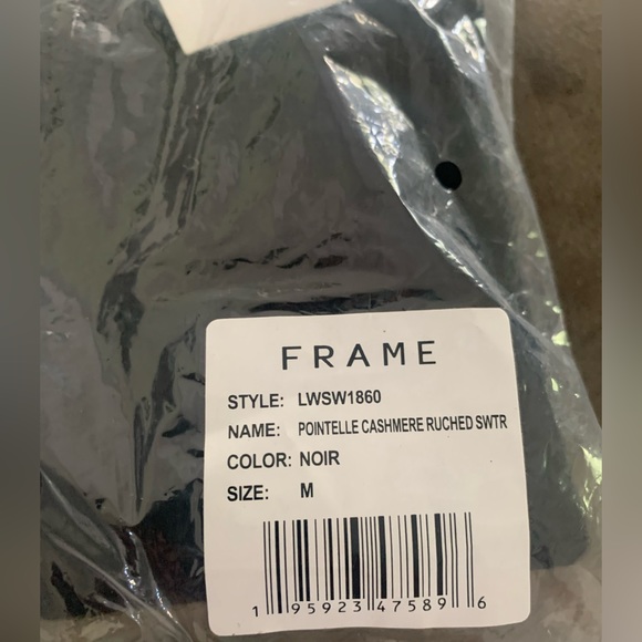 NEW FRAME Pointelle Cashmere Ruched-Sleeve Sweater Size: M - Picture 9 of 10